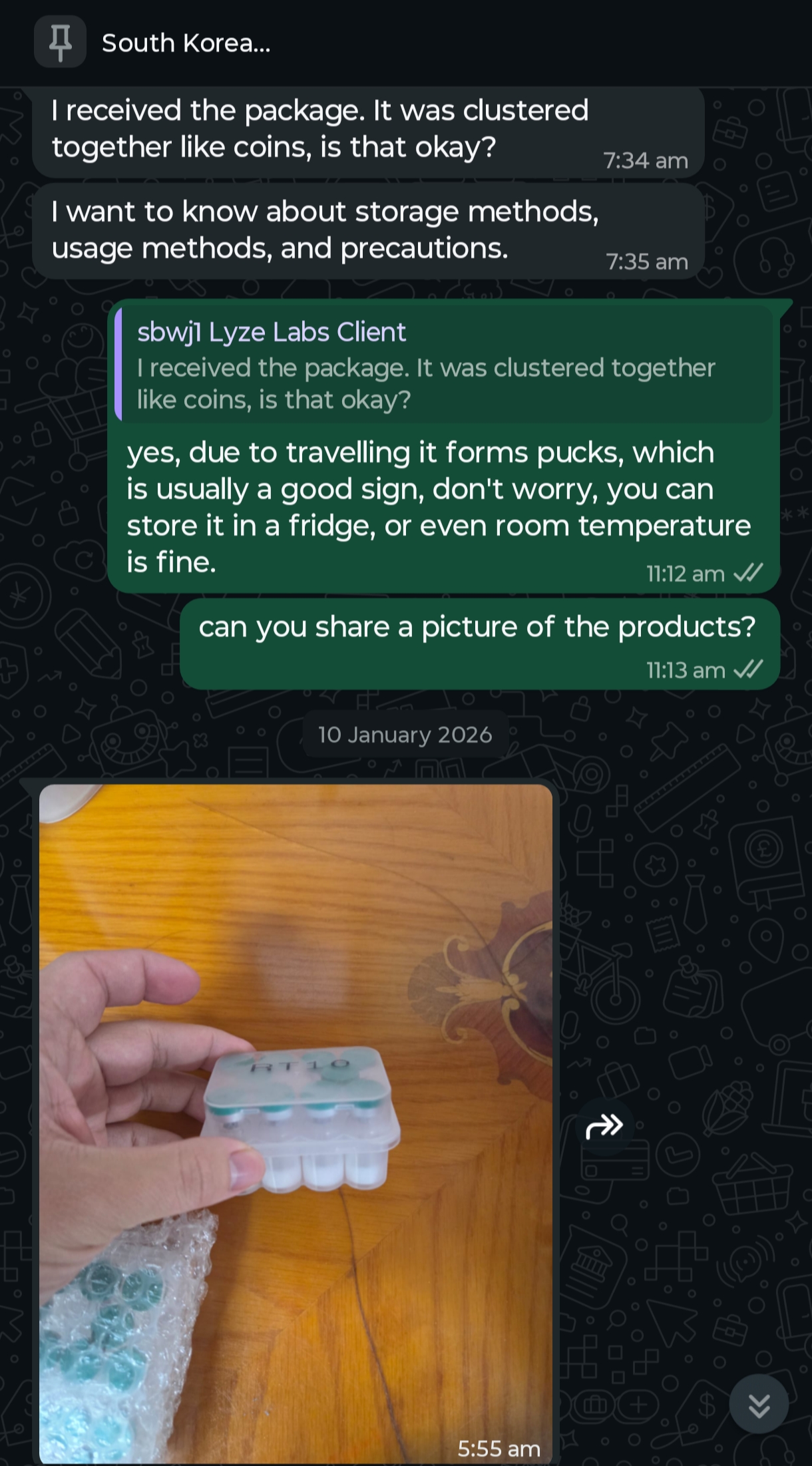 Verified customer delivery photo