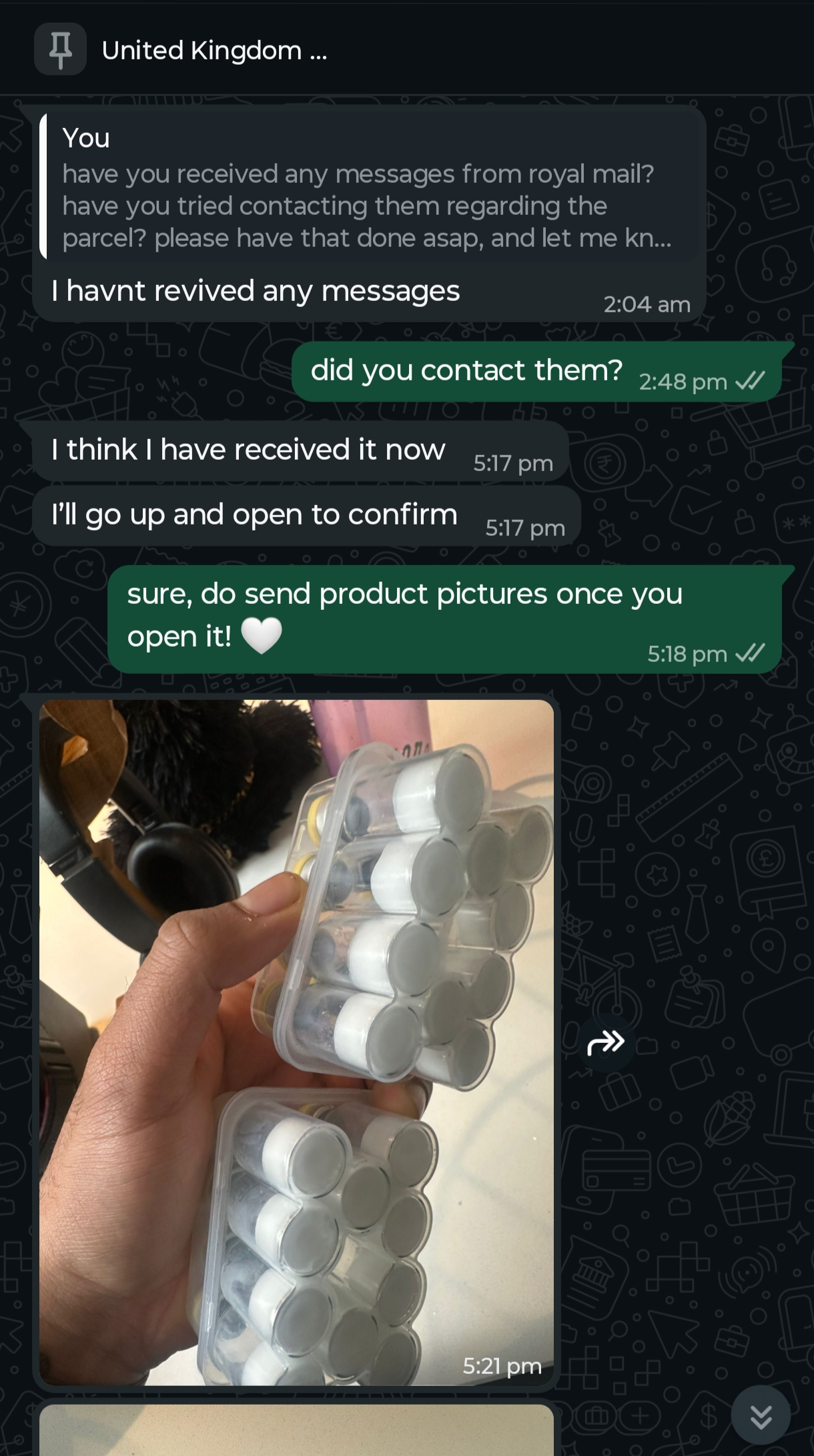 Verified customer delivery photo