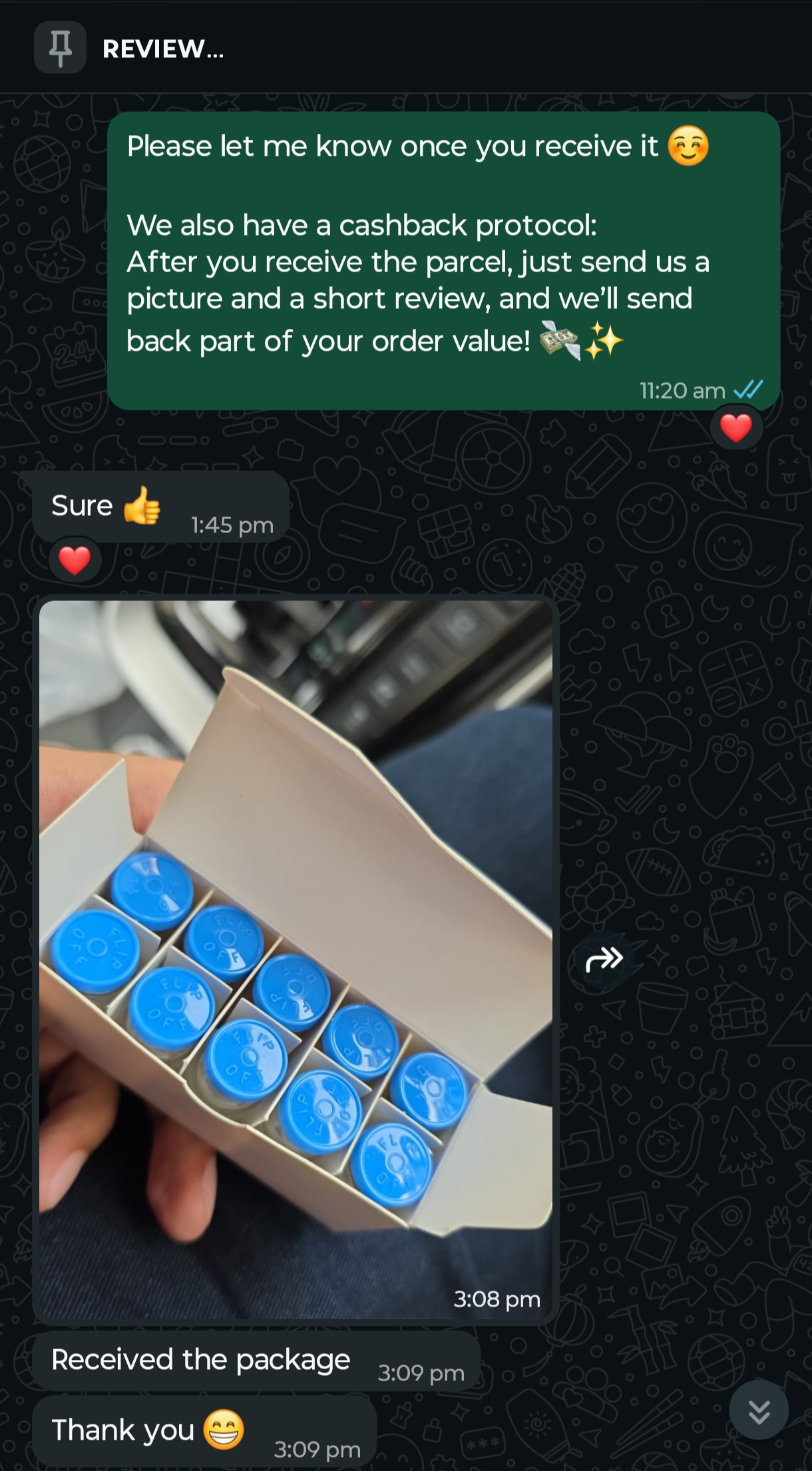Verified customer delivery photo