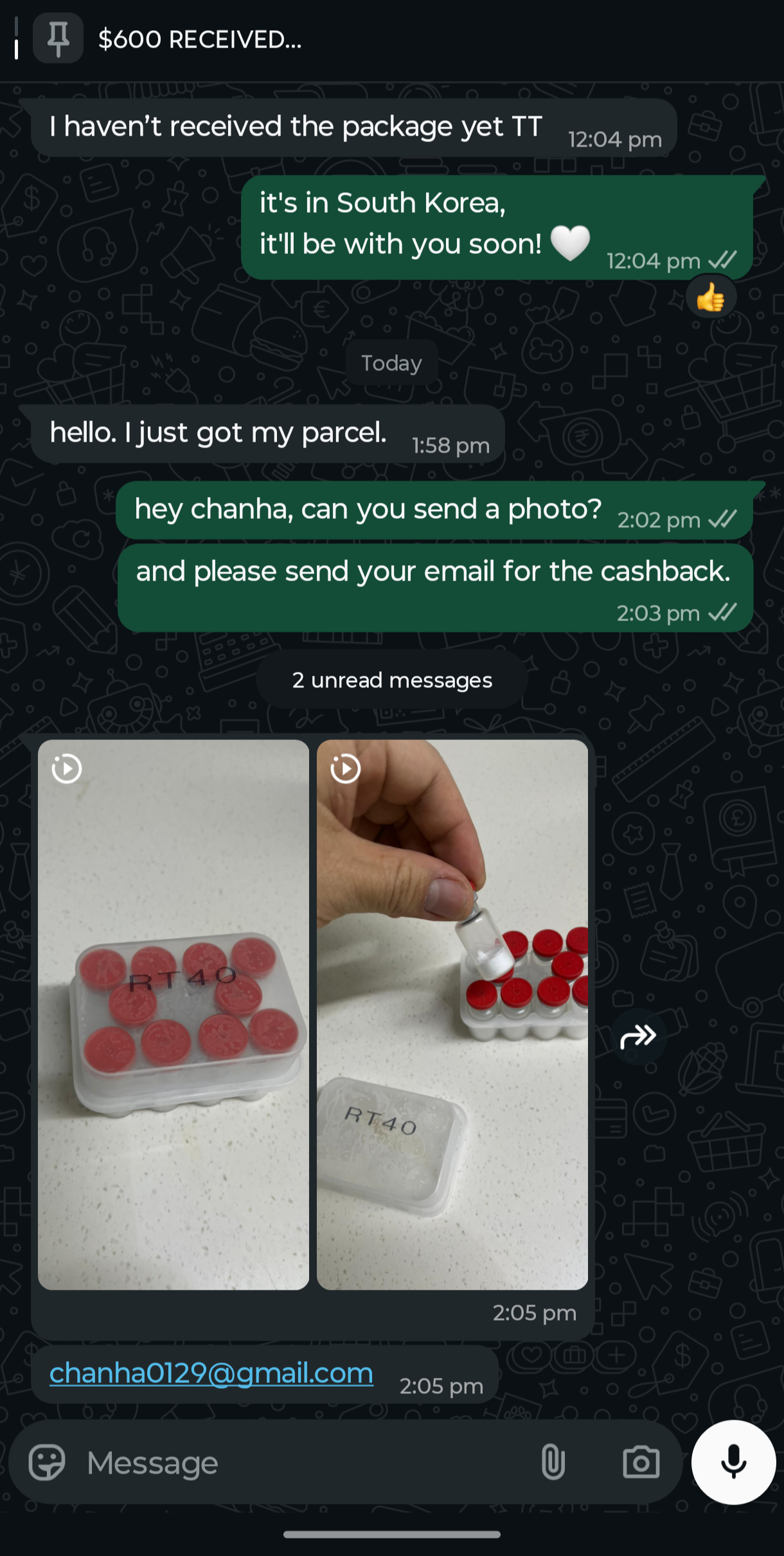 Verified customer delivery photo
