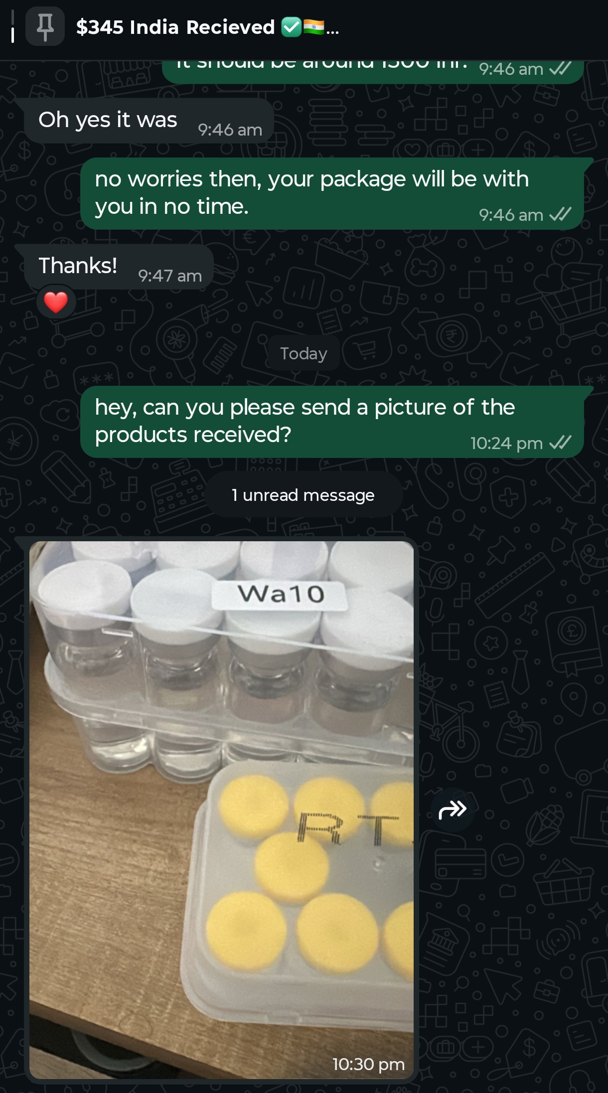 Verified customer delivery photo