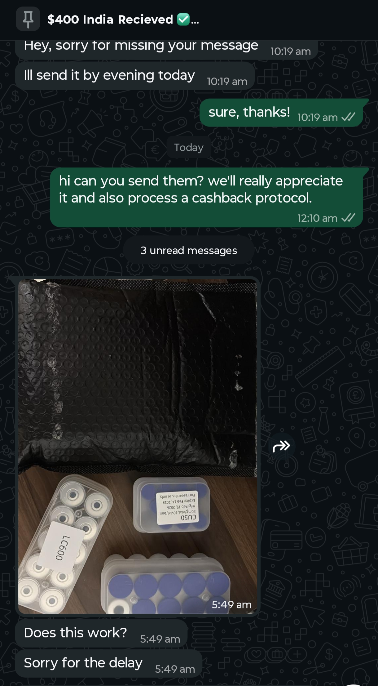 Verified customer delivery photo