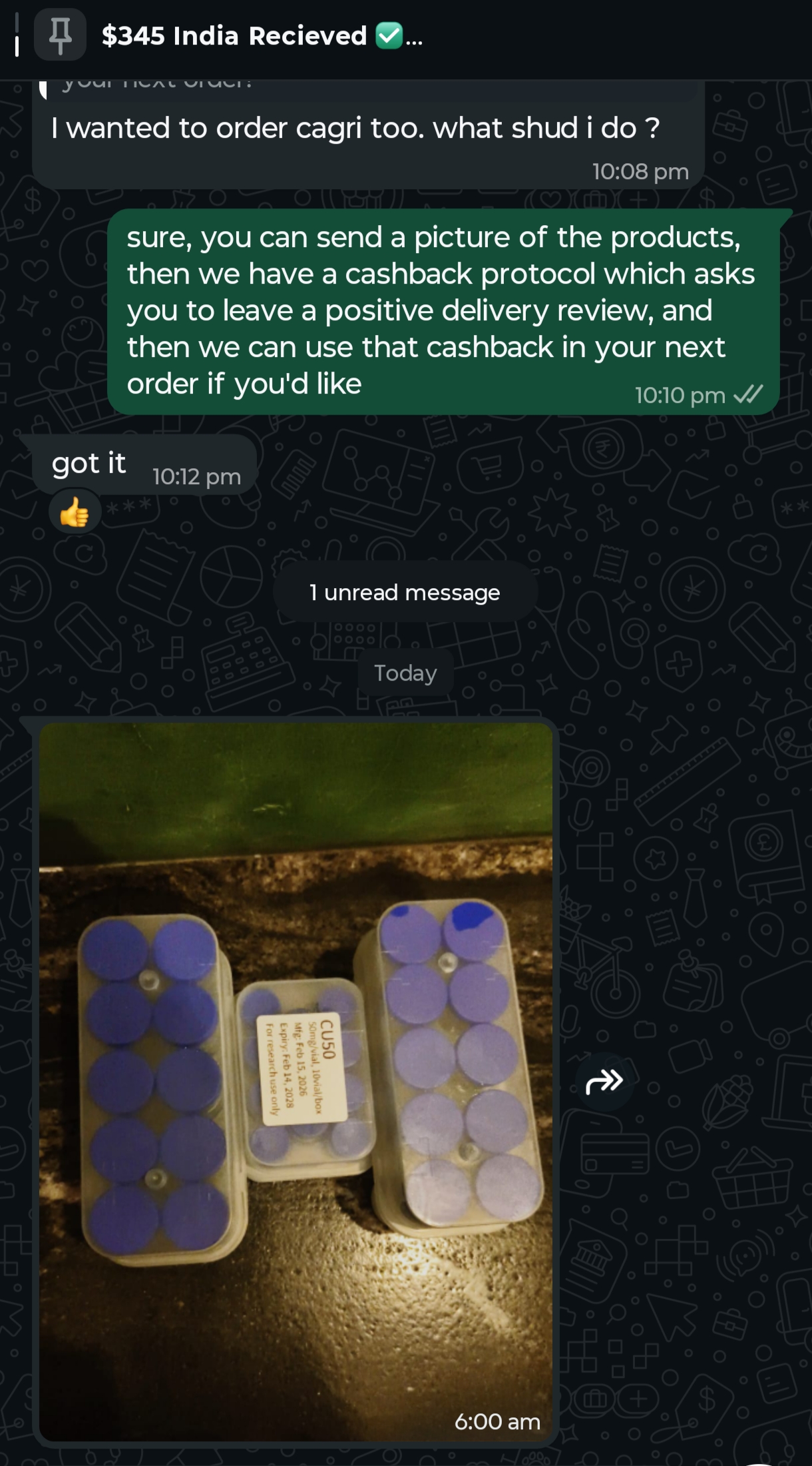 Verified customer delivery photo