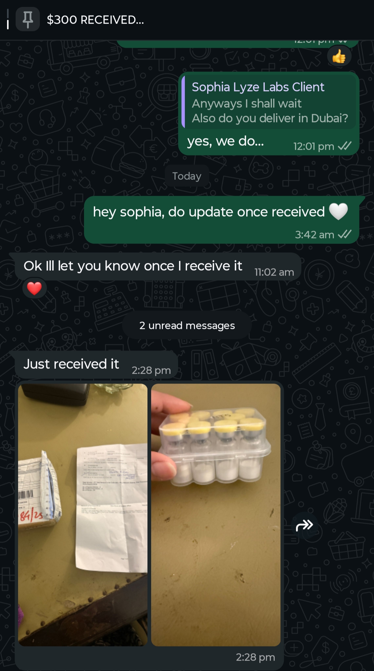 Verified customer delivery photo